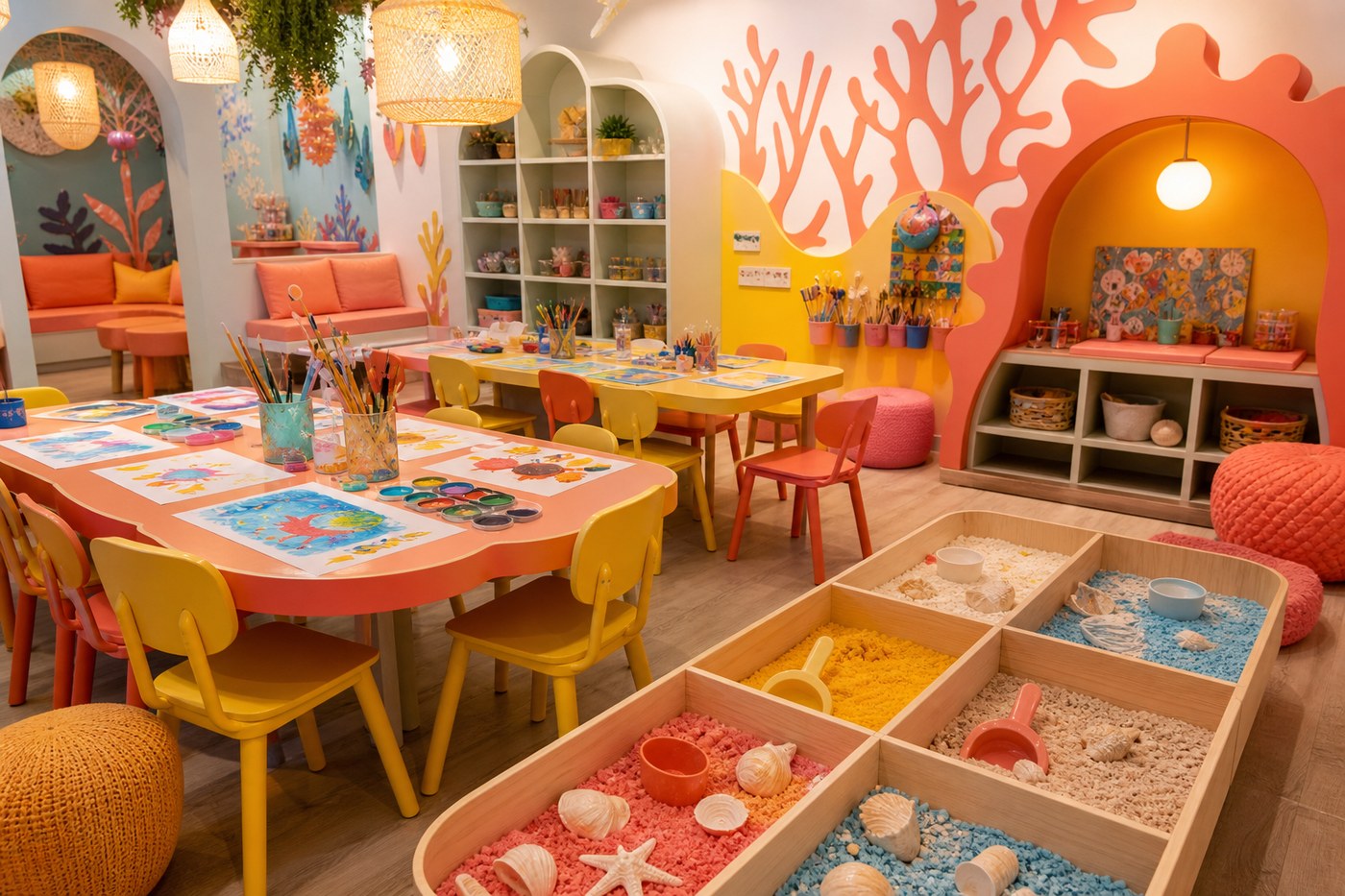 Creative crafts and sensory play area for kids